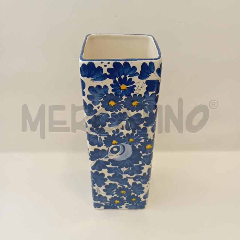 VASO RETTANGOLARE CERAMICA TITANO FIORI BLU | Mercatino dell'Usato Cesenatico 3