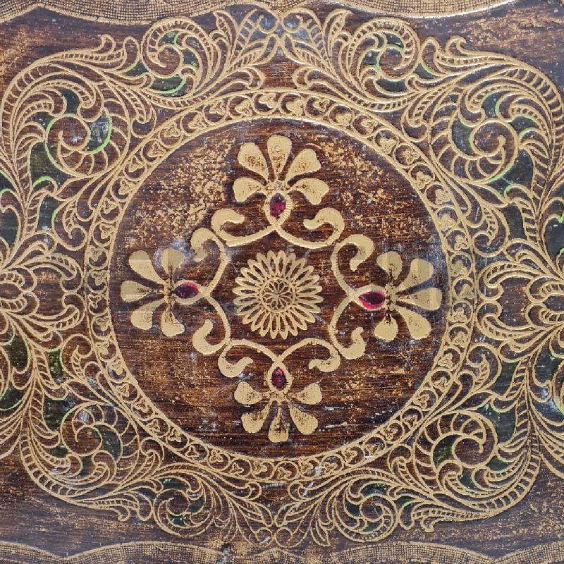 VASSOIO LEGNO RETTANGOLARE DORATO VERDE    | Mercatino dell'Usato Cesenatico 2