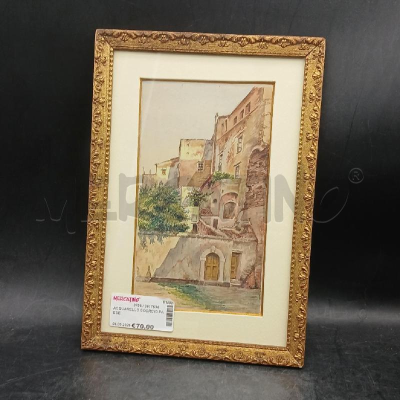 ACQUARELLO SCORCIO PAESE | Mercatino dell'Usato Roma garbatella 1