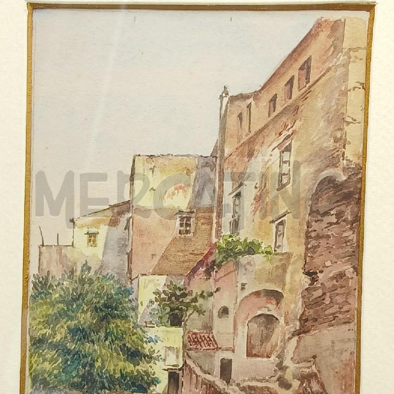 ACQUARELLO SCORCIO PAESE | Mercatino dell'Usato Roma garbatella 2
