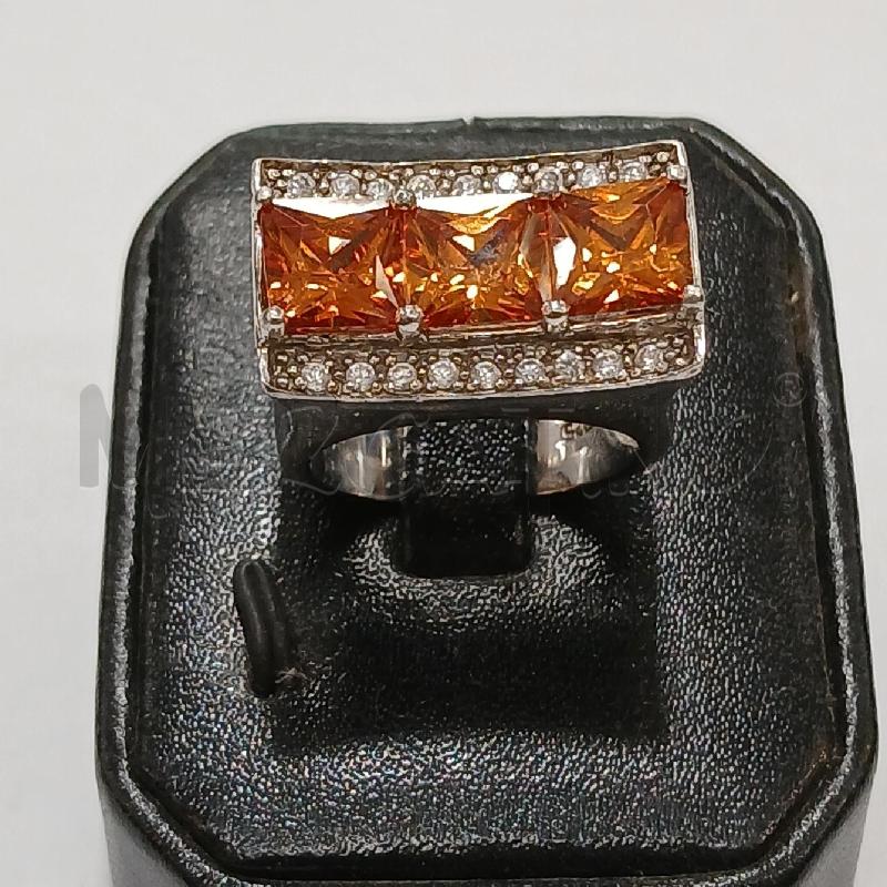 ANELLO ARG PIETRE ARANCIO BIANCO | Mercatino dell'Usato Roma garbatella 3