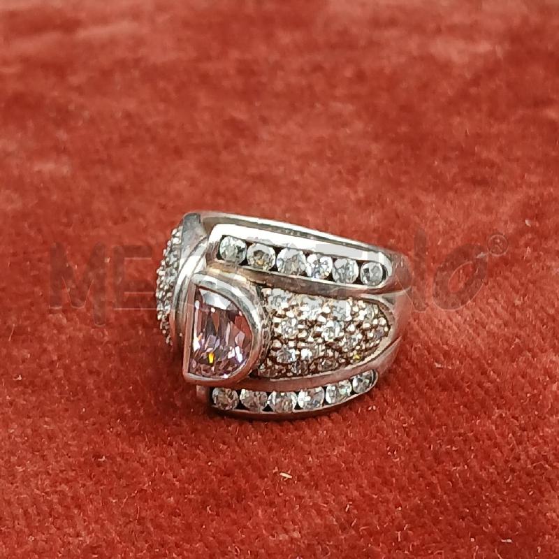 ANELLO ARG STRASS BIANCO PIETRA ROSA | Mercatino dell'Usato Roma garbatella 1