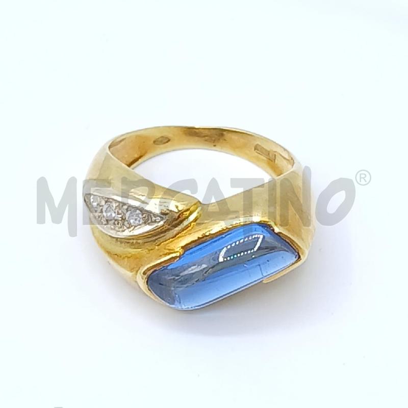 ANELLO DORATO BLU E STRASS | Mercatino dell'Usato Roma garbatella 1