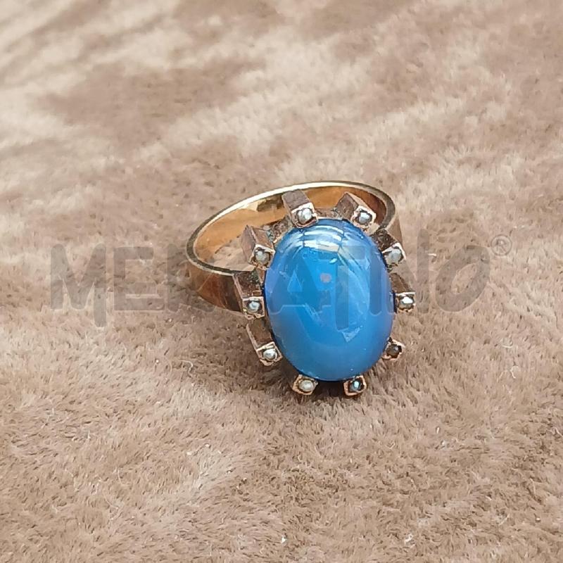 ANELLO DOR B CENTRALE AGATA BLU | Mercatino dell'Usato Roma garbatella 1