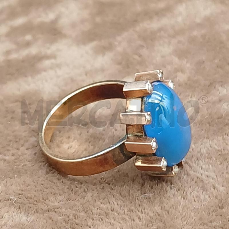 ANELLO DOR B CENTRALE AGATA BLU | Mercatino dell'Usato Roma garbatella 4