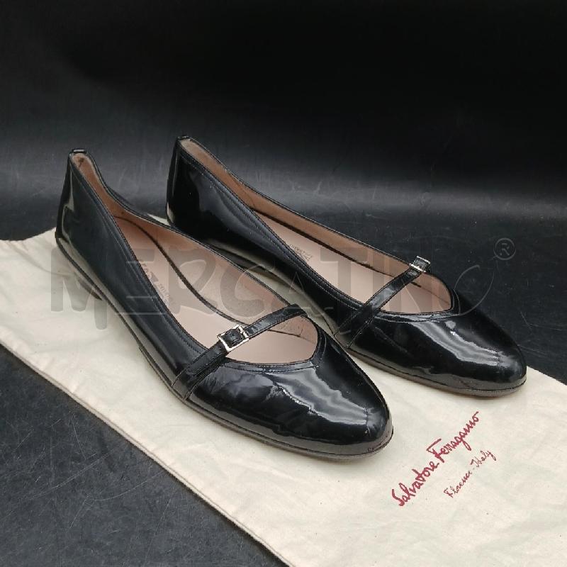 BALLERINA SALVATORE FERRAGAMO NERO VERNICE | Mercatino dell'Usato Roma garbatella 1