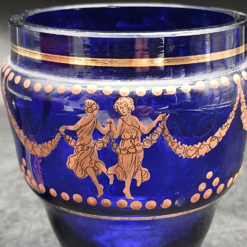 BARATTOLO VETRO BLU FESTONATO | Mercatino dell'Usato Roma garbatella 4