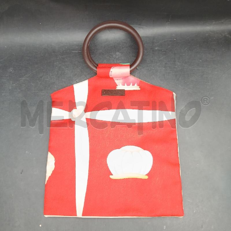 BORSA A MANO BULGARI ROSSO SETA MANICI PELLE MARRONE | Mercatino dell'Usato Roma garbatella 1