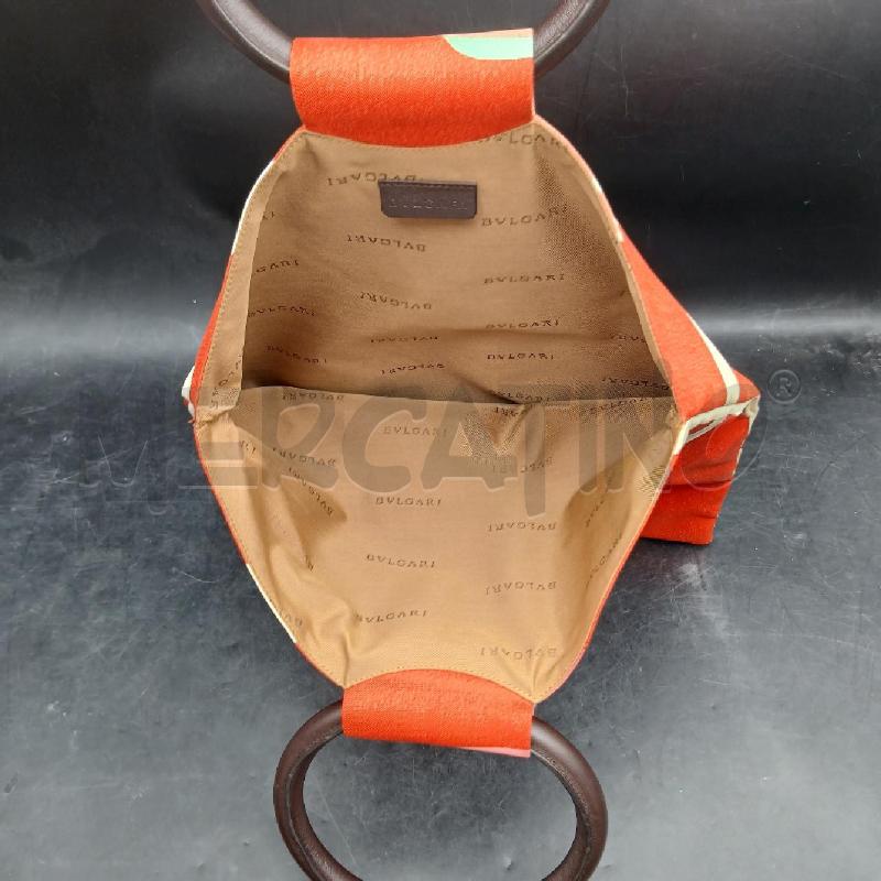 BORSA A MANO BULGARI ROSSO SETA MANICI PELLE MARRONE | Mercatino dell'Usato Roma garbatella 4