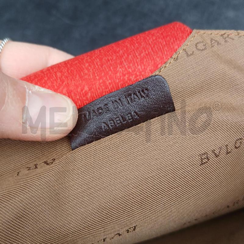 BORSA A MANO BULGARI ROSSO SETA MANICI PELLE MARRONE | Mercatino dell'Usato Roma garbatella 5