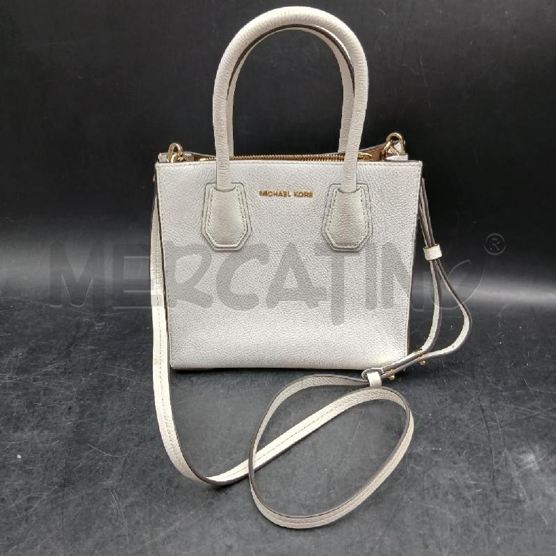BORSA A MANO + TRAC MICHAEL KORS BIANCO LOGO DORATO | Mercatino dell'Usato Roma garbatella 1