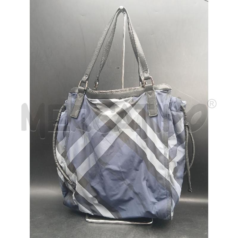 BORSA A SPALLA BURBERRY NYLON BLU NERO GRIGIO | Mercatino dell'Usato Roma garbatella 1