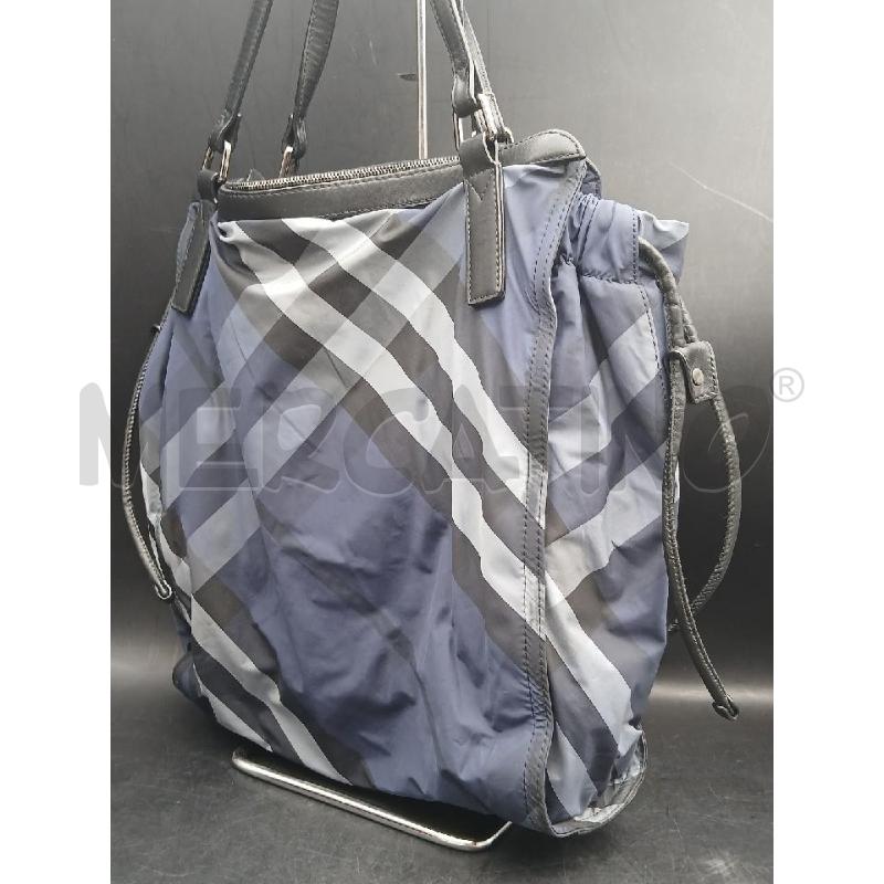 BORSA A SPALLA BURBERRY NYLON BLU NERO GRIGIO | Mercatino dell'Usato Roma garbatella 2