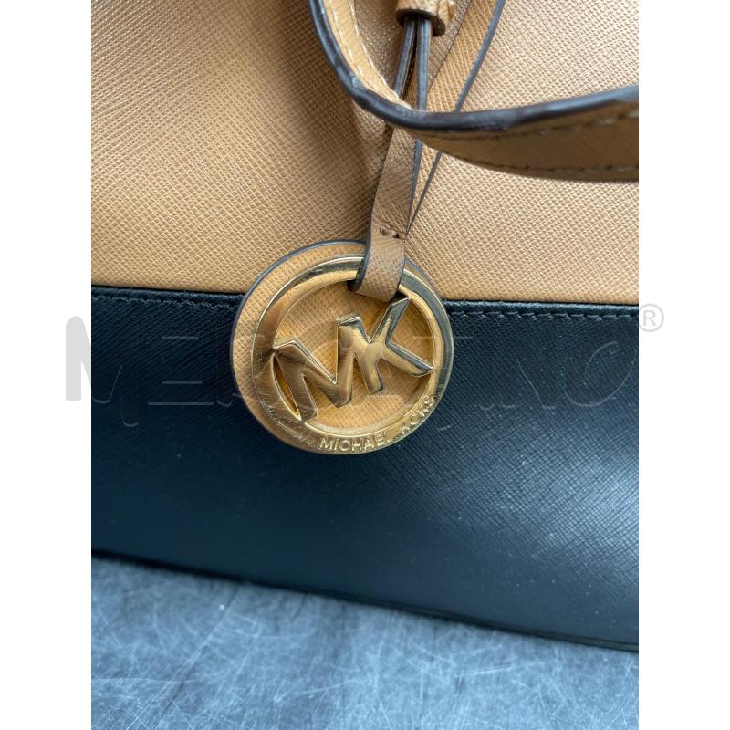 BORSA A SPALLA MICHEAL KORS BEIGE NERO LOGO DORATO  | Mercatino dell'Usato Roma garbatella 2