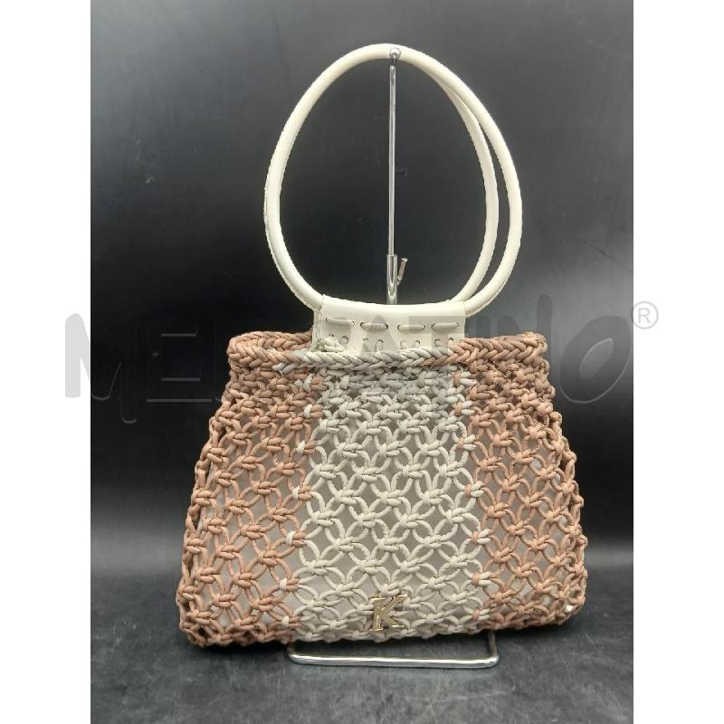 BORSA DONNA KONTESSA GRIGIO MARRONE INTRECCIO | Mercatino dell'Usato Roma garbatella 1