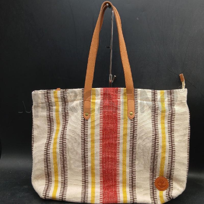 BORSA TESSUTO TIMBERLAND BEIGE RIGHE ROSSO GIALLO  | Mercatino dell'Usato Roma garbatella 1