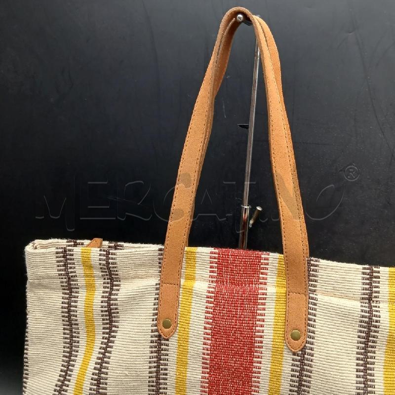 BORSA TESSUTO TIMBERLAND BEIGE RIGHE ROSSO GIALLO  | Mercatino dell'Usato Roma garbatella 3
