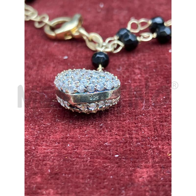 BRACCIALE ARG 2 FILI PERLINE NERO CUORE | Mercatino dell'Usato Roma garbatella 2