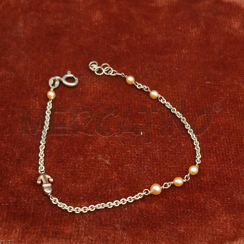 BRACCIALE ARG PALLINE ROSA ANCORA | Mercatino dell'Usato Roma garbatella 1