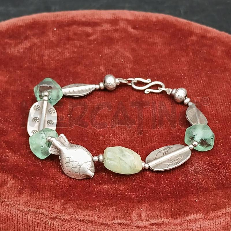 BRACCIALE ARG PESCE PIETRE CELESTE  | Mercatino dell'Usato Roma garbatella 1