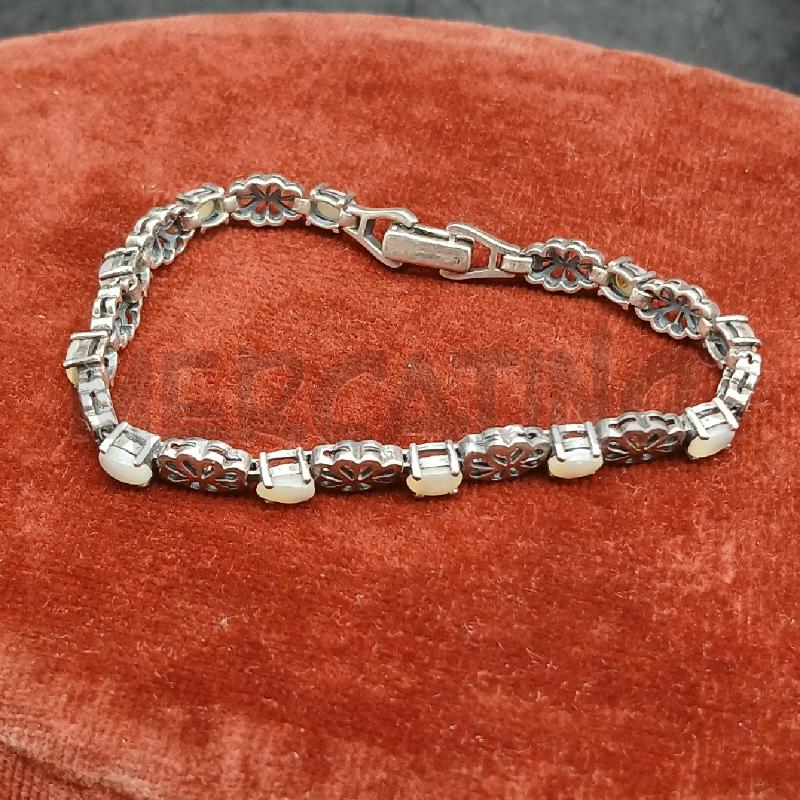 BRACCIALE ARG PIETRE BIANCHE  | Mercatino dell'Usato Roma garbatella 1