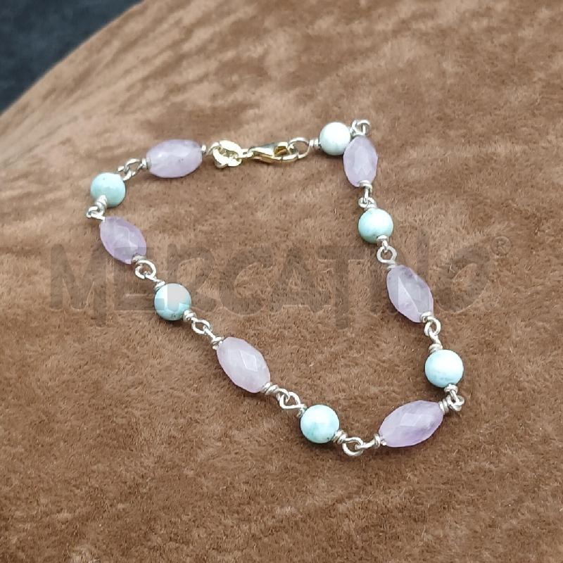 BRACCIALE ARG PIETRE VERDE LILLA | Mercatino dell'Usato Roma garbatella 1