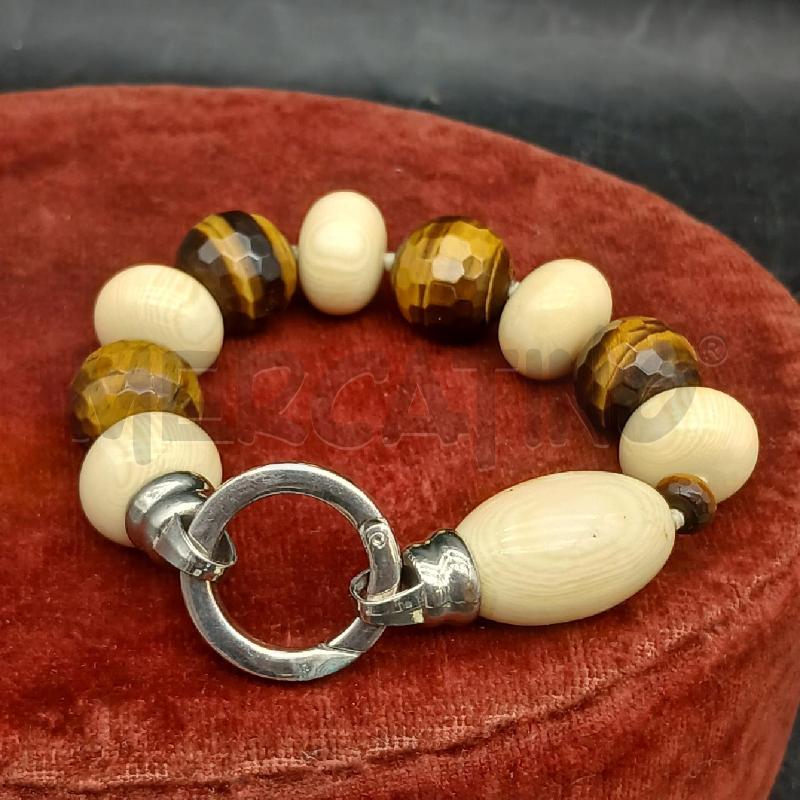 BRACCIALE DET PIETRA MARRONE E BEIGE  | Mercatino dell'Usato Roma garbatella 1