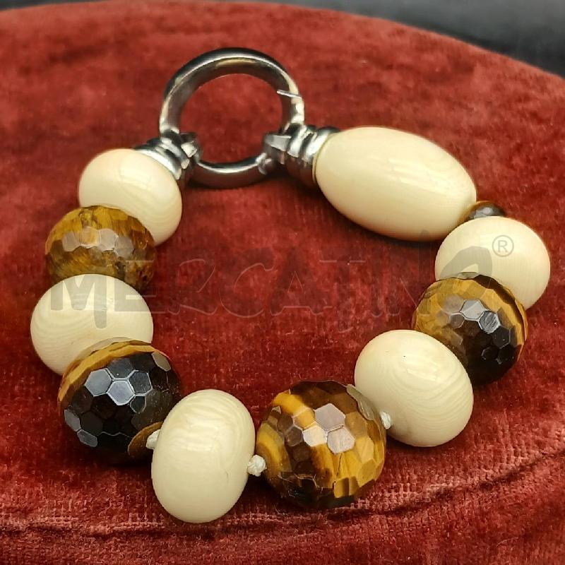 BRACCIALE DET PIETRA MARRONE E BEIGE  | Mercatino dell'Usato Roma garbatella 2