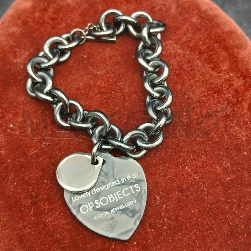 BRACCIALE OPS CATENA CIONDOLO CUORE NERO  | Mercatino dell'Usato Roma garbatella 1