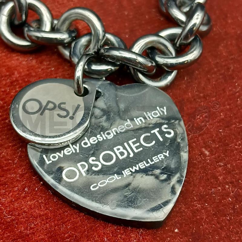 BRACCIALE OPS CATENA CIONDOLO CUORE NERO  | Mercatino dell'Usato Roma garbatella 2