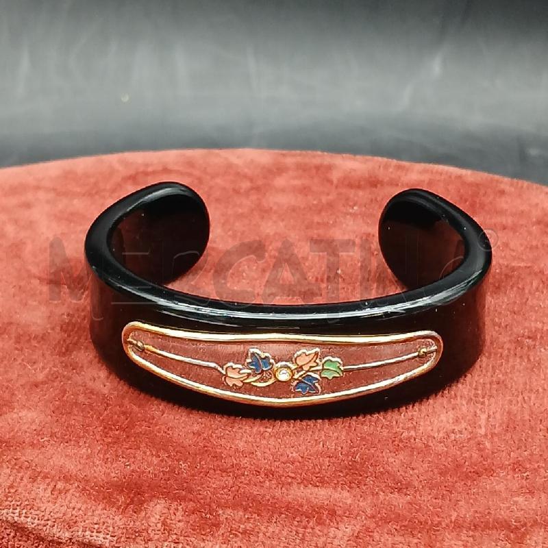 BRACCIALE RIG NERO FIORE PLAC | Mercatino dell'Usato Roma garbatella 1