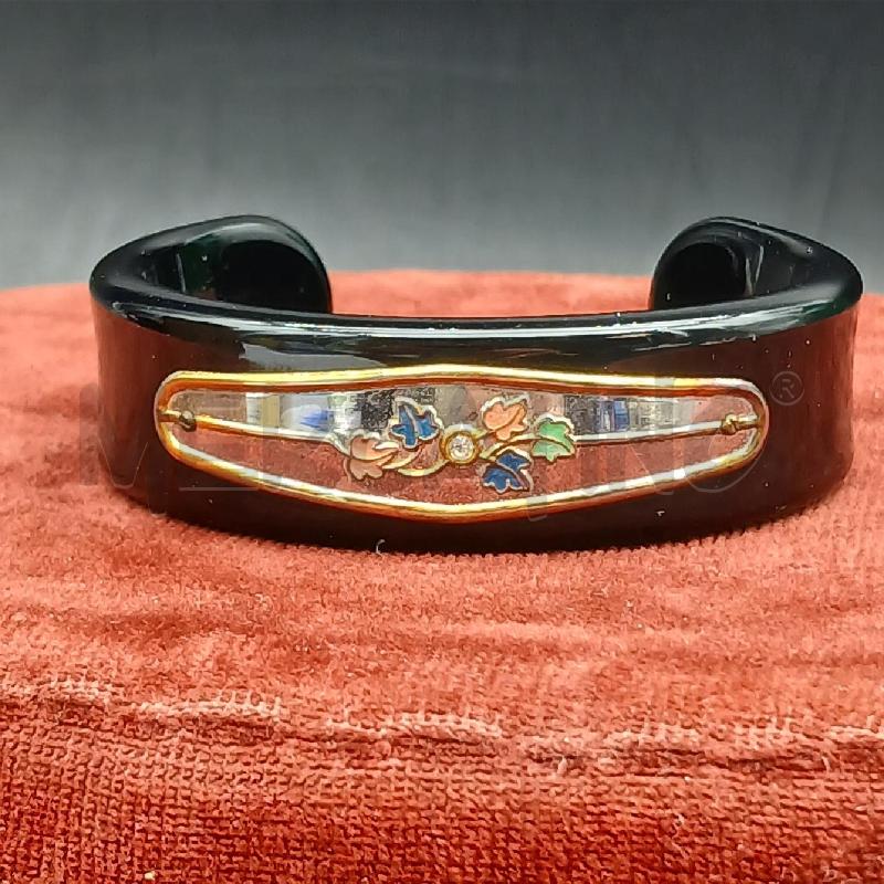 BRACCIALE RIG NERO FIORE PLAC | Mercatino dell'Usato Roma garbatella 2
