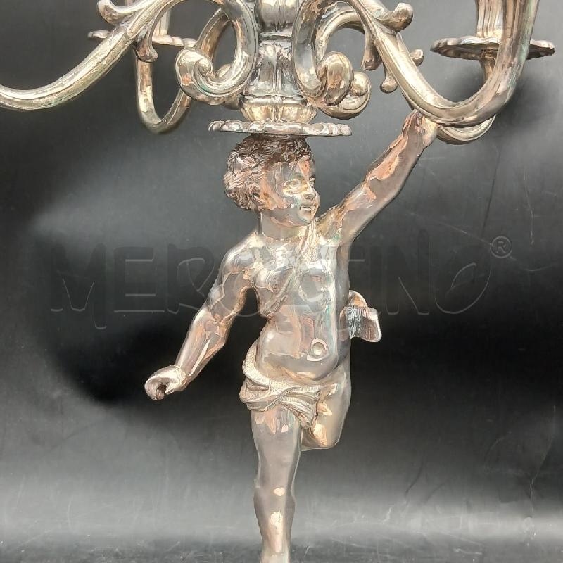 CANDELABRO ARGENTATO PUTTO 5L | Mercatino dell'Usato Roma garbatella 2