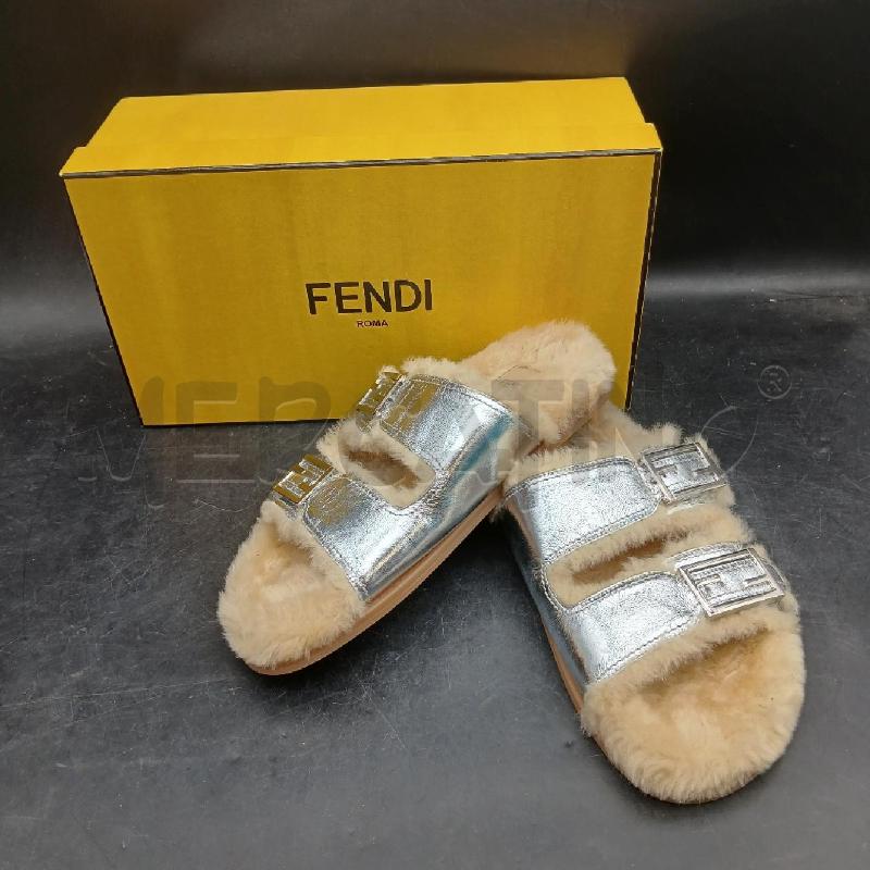 CIABATTE DONNA FENDI ARGENTATE E PELLI | Mercatino dell'Usato Roma garbatella 1