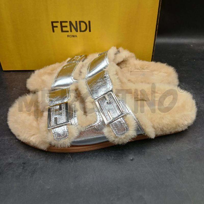 CIABATTE DONNA FENDI ARGENTATE E PELLI | Mercatino dell'Usato Roma garbatella 3