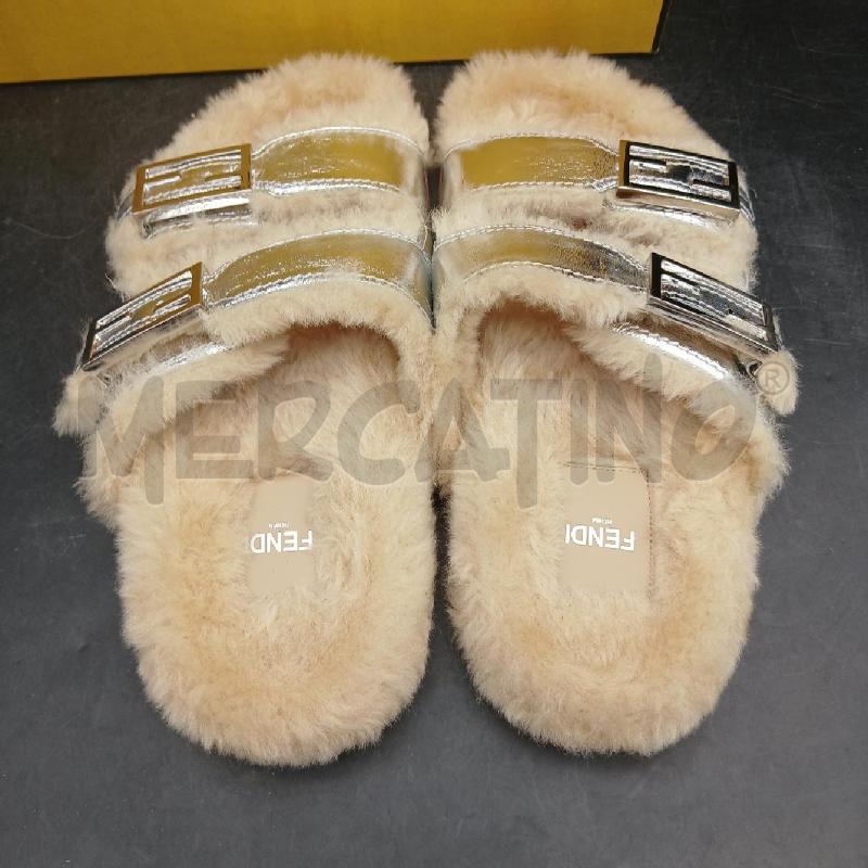CIABATTE DONNA FENDI ARGENTATE E PELLI | Mercatino dell'Usato Roma garbatella 4