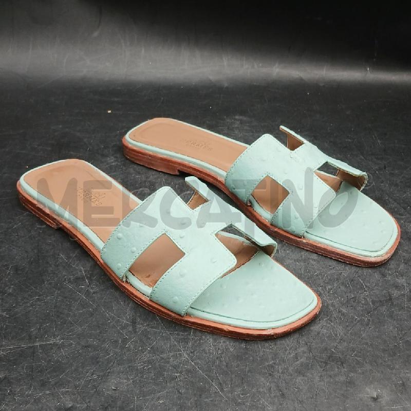 CIABATTE DONNA HERMES FASCIA CELESTE COCCO  | Mercatino dell'Usato Roma garbatella 1
