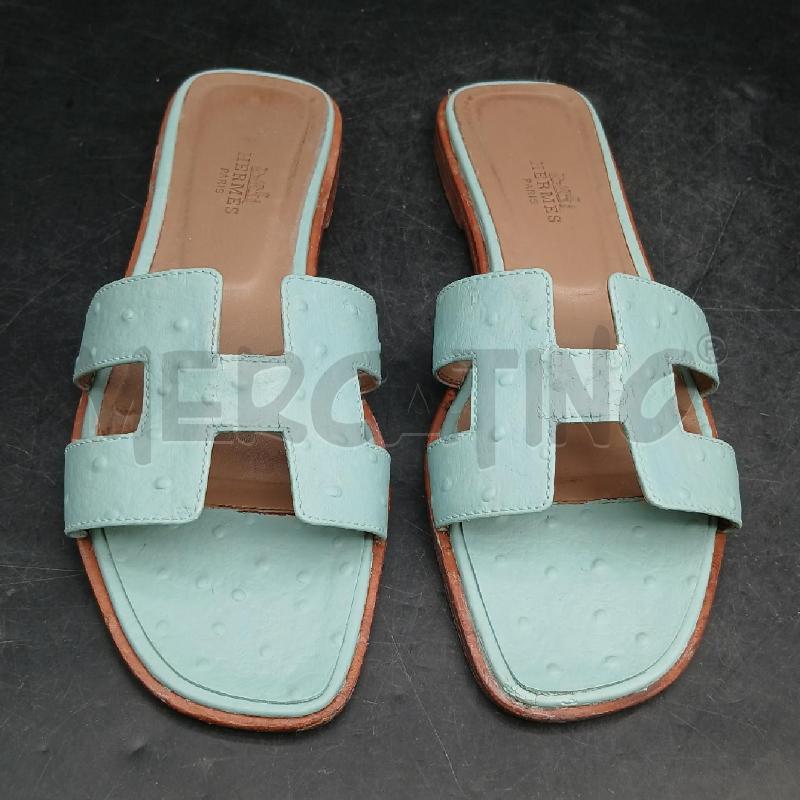 CIABATTE DONNA HERMES FASCIA CELESTE COCCO  | Mercatino dell'Usato Roma garbatella 2