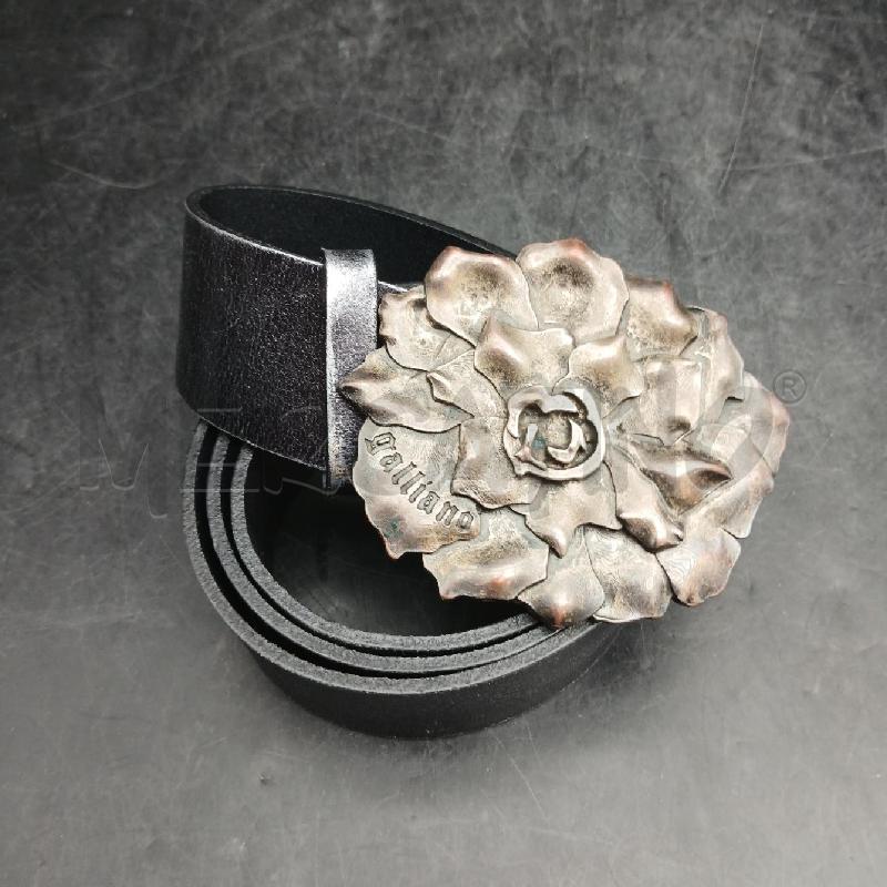 CINTURA D GALLIANO NERO PELLE FIBBIA FIORE  | Mercatino dell'Usato Roma garbatella 1