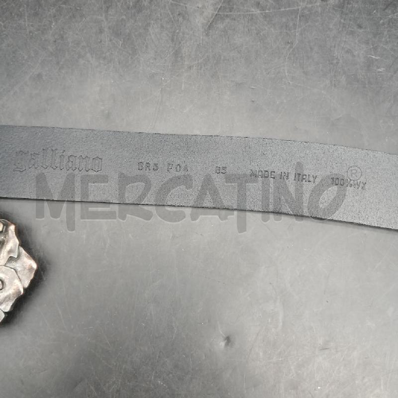 CINTURA D GALLIANO NERO PELLE FIBBIA FIORE  | Mercatino dell'Usato Roma garbatella 4