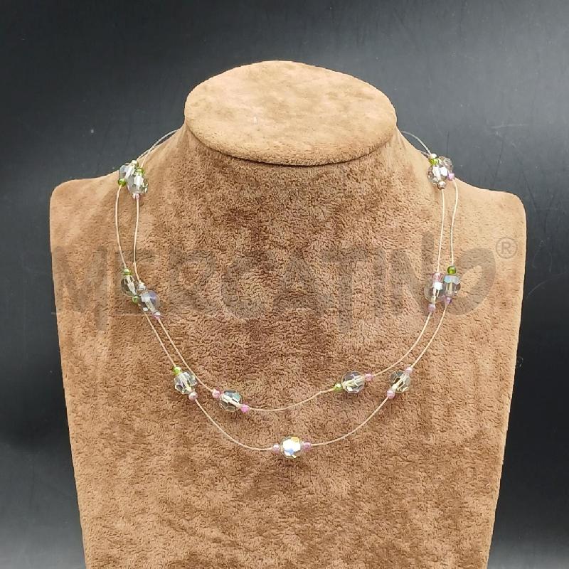 COLLANA 2 FIL DET PIETREV ROSA E VERDE | Mercatino dell'Usato Roma garbatella 1