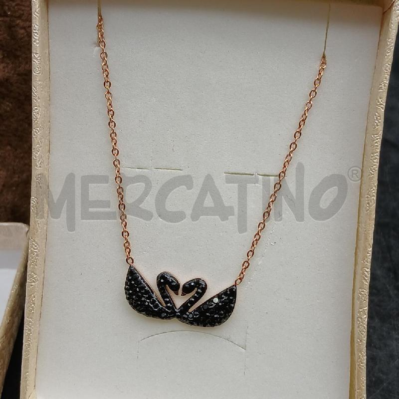 COLLANA ACC CIGNI STRASS NERO  | Mercatino dell'Usato Roma garbatella 1