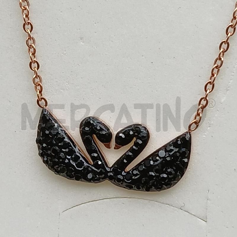 COLLANA ACC CIGNI STRASS NERO  | Mercatino dell'Usato Roma garbatella 2