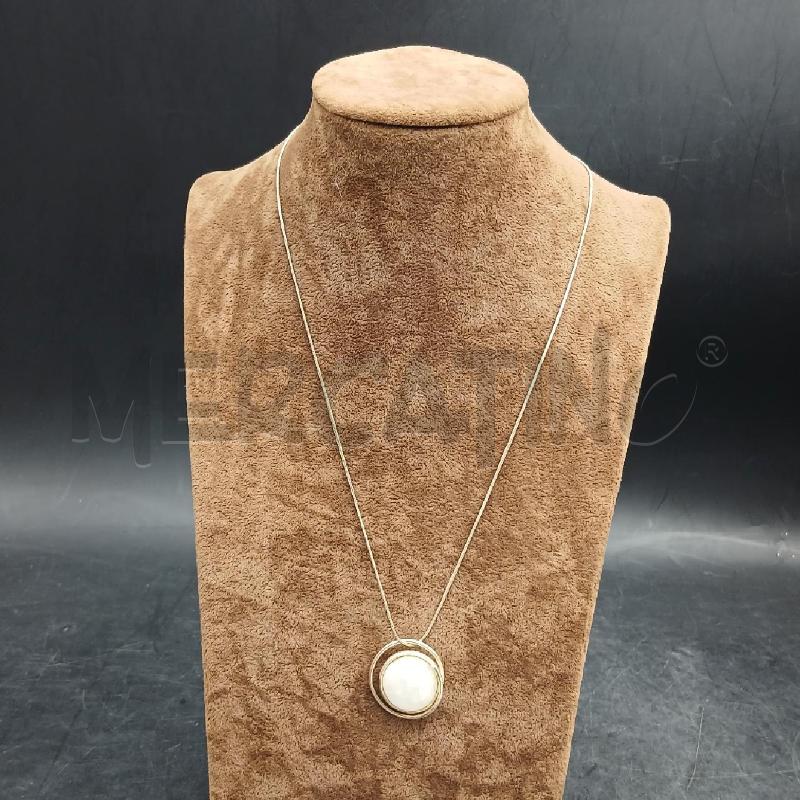 COLLANA ARG CIONDOLO PIETRA BIANCO  | Mercatino dell'Usato Roma garbatella 1