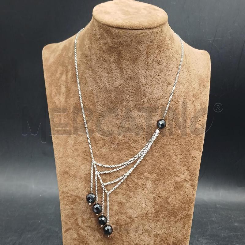 COLLANA ARG PENDENTI NERO SFERE | Mercatino dell'Usato Roma garbatella 1