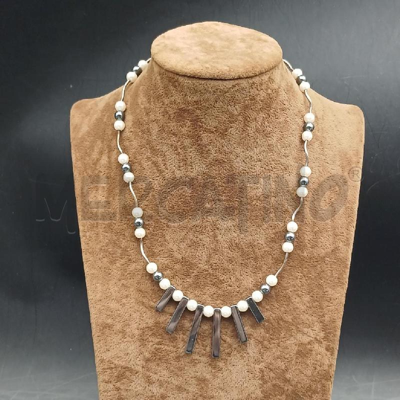 COLLANA ARG PERLE E GRIGIO  | Mercatino dell'Usato Roma garbatella 1