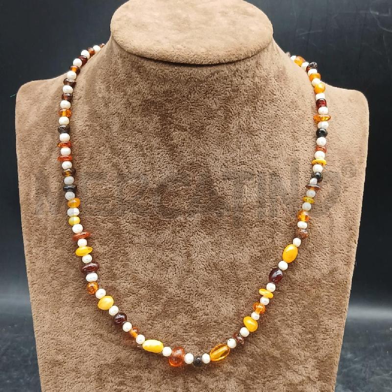 COLLANA ARG PIETRE MARRONE  | Mercatino dell'Usato Roma garbatella 1