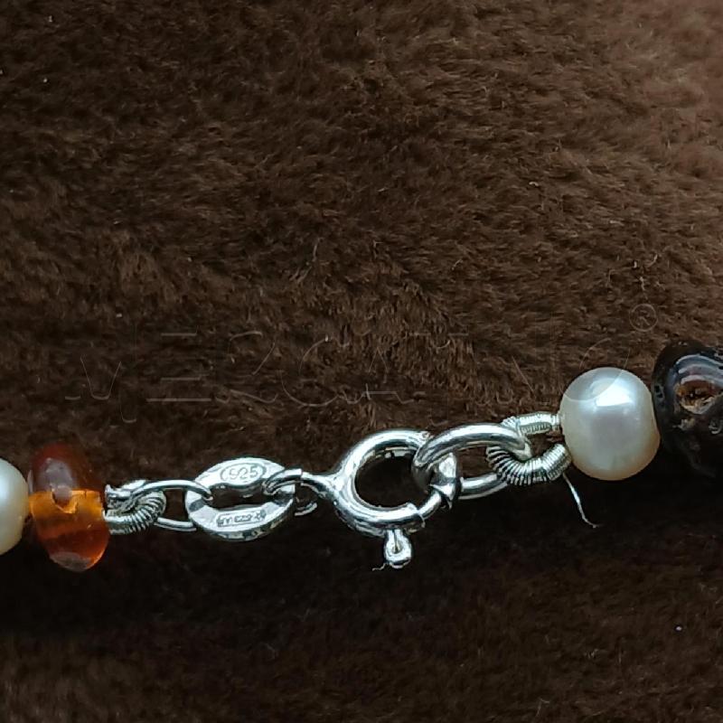 COLLANA ARG PIETRE MARRONE  | Mercatino dell'Usato Roma garbatella 3