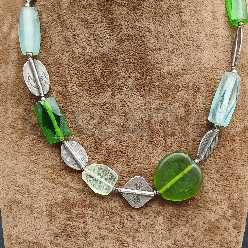COLLANA ARG PIETRE VERDE GRIGIO | Mercatino dell'Usato Roma garbatella 2