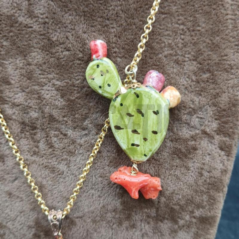 COLLANA CERAMICA COFFA E FICO D'INDIA  | Mercatino dell'Usato Roma garbatella 2